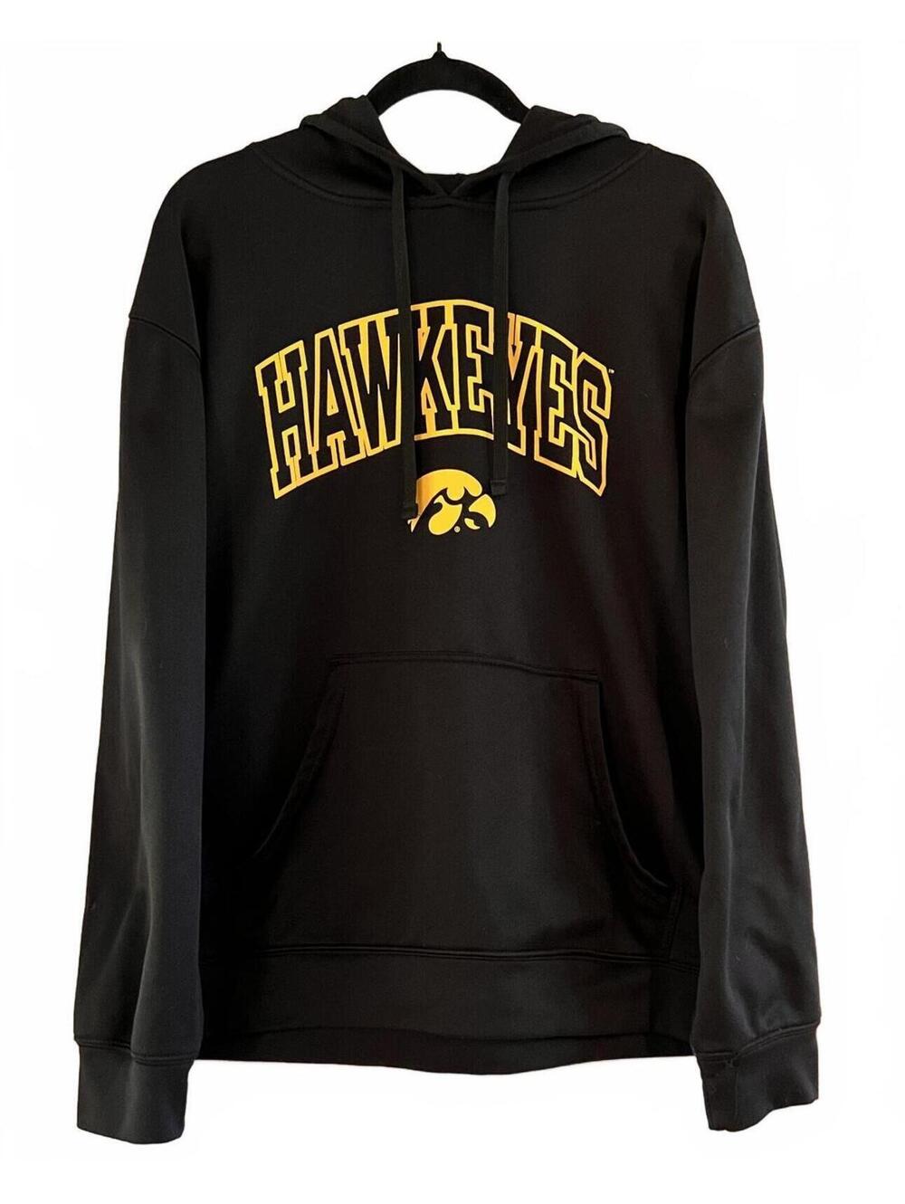 Black Iowa Hawkeyes Hoodie with Yellow Logo Size L